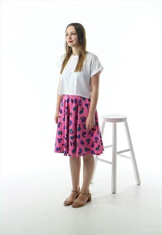 HIGH WAISTED FLORAL SKIRT / CORD PINK SKIRT