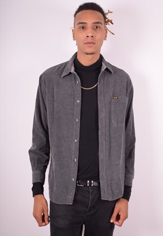 MENS VINTAGE CORDUROY SHIRT MEDIUM GREY 90S