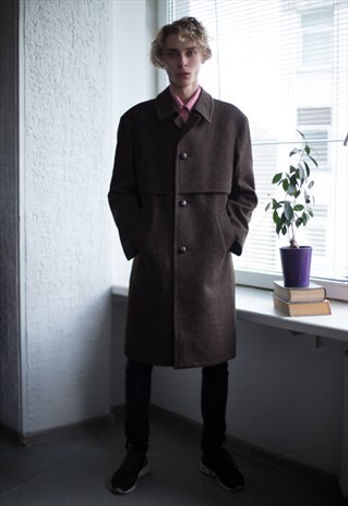 VINTAGE 60'S BROWN WOOL COAT