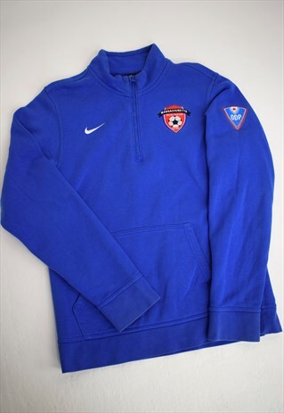 VINTAGE 90S NIKE BLUE SOCCER 3/4 ZIP SWEATSHIRT