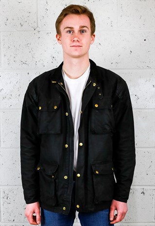 BLACK WAX JACKET WITH REMOVABLE FLEECE LINING