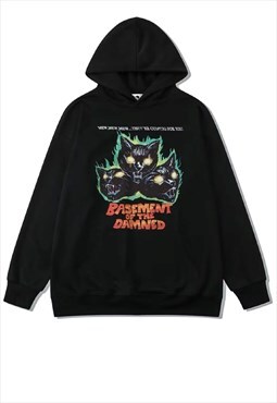 Creepy hoodie vintage grunge cat pullover Y2K Halloween top