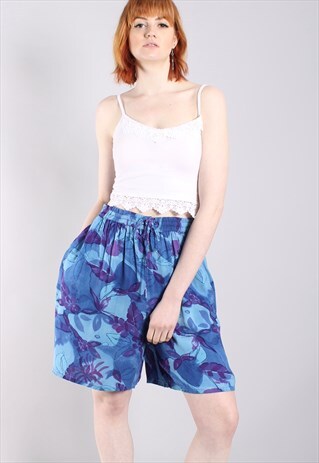 VINTAGE 90S ABSTRACT FLORAL PATTERNED CULOTTE SHORTS