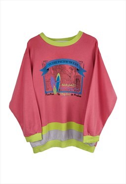 Vintage Hawaii Surf Sweatshirt in Pink M