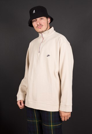 90'S BEIGE MINIMALISTIC NIKE 1/4 ZIP SWEATSHIRT