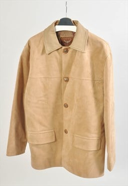 Vintage 00s faux suede coat in beige