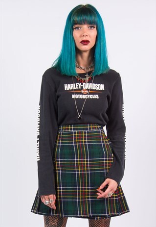 VINTAGE 90'S GREEN TARTAN PLEATED MINI SKIRT