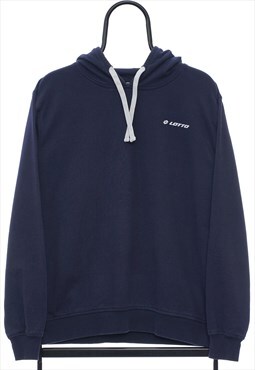 Vintage Lotto Logo Navy Lightweight Hoodie Mens