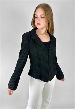 80's Caroline Charles Vintage Ladies Black Fitted Jacket