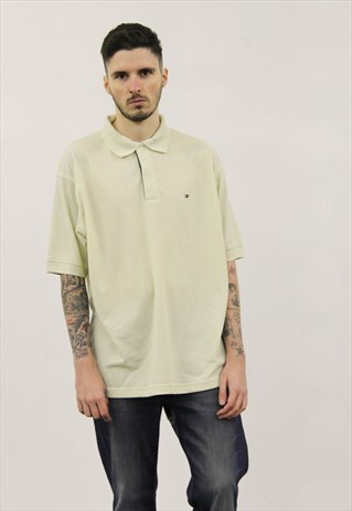 VINTAGE 1990S BEIGE TOMMY HILFIGER POLO SHIRT