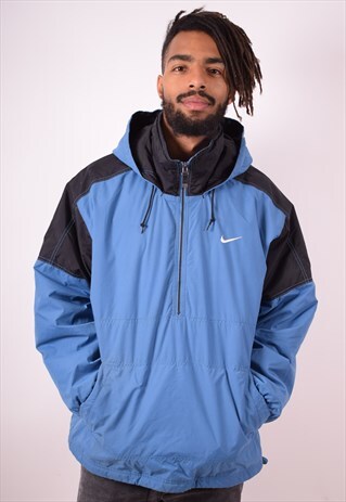 NIKE MENS VINTAGE PULLOVER JACKET MEDIUM BLUE 90S