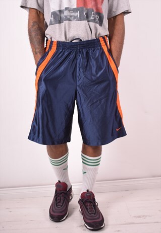 NIKE MENS VINTAGE SHORTS XL NAVY BLUE 90S