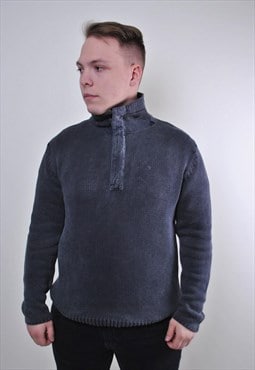 Gray minimalist sweatshirt, 90s quarter pullover, mens work 
