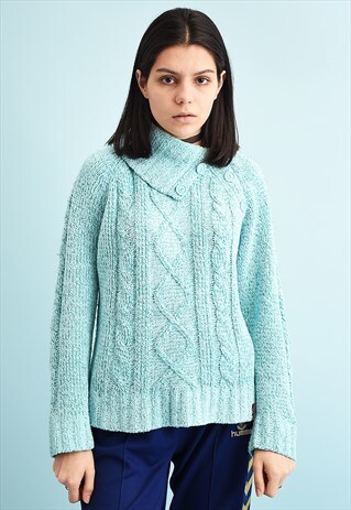 Y2K VELVET MINTY BLUE KNIT TEEN JUMPER