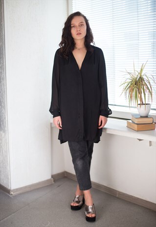 VINTAGE 90'S MINIMLIST BLOUSE IN BLACK