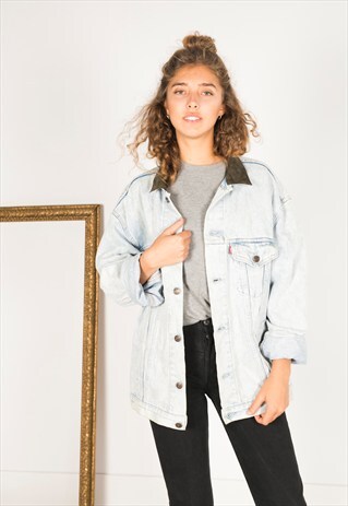 VINTAGE 80S LEVIS CONTRAST COLLAR DENIM JACKET /AVR/ R001