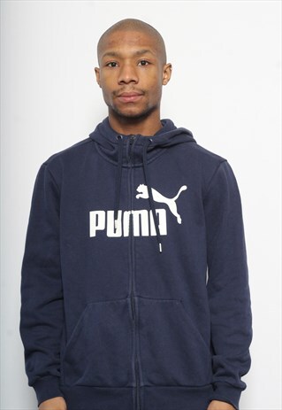 VINTAGE PUMA BIG LOGO HOODIE BLUE
