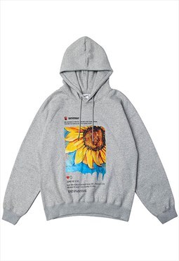 Sunflower print hoodie floral print pullover daisy jumper