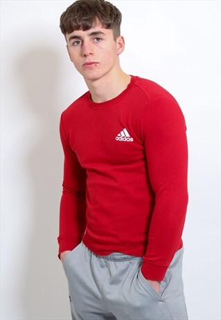 VINTAGE ADIDAS 1/4 ZIP SWEATSHIRT IN RED SMALL