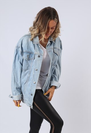DENIM JACKET OVERSIZED FITTED VINTAGE UK 18 (GO1C)