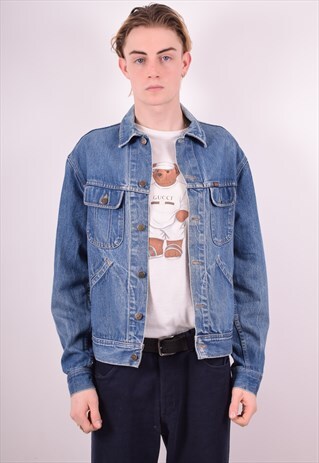 RIFLE MENS VINTAGE DENIM JACKET LARGE BLUE 90S