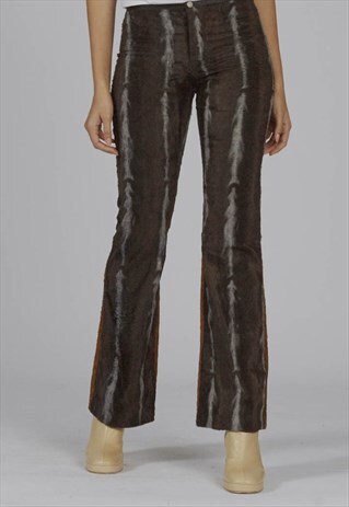 VINTAGE 90S FERRE FAUX FUR ANIMAL PRINT MID WAIST TROUSER