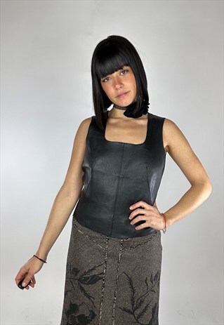 VINTAGE LATE 90 FAUX LEATHER CORSET TOP 