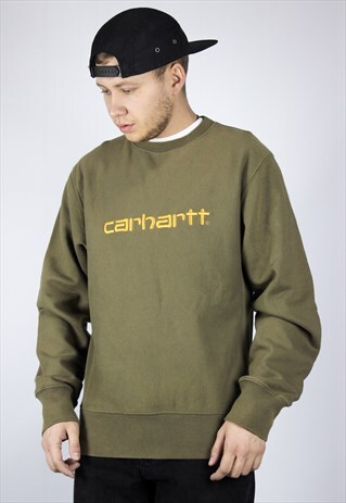 VINTAGE MENS CARHARTT LOGO SWEATSHIRT CREW NECK