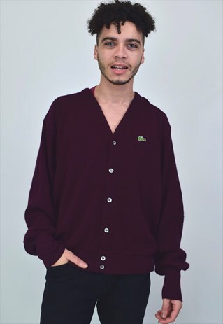VINTAGE 90'S LACOSTE BURGUNDY CARDIGAN WITH BUTTONS