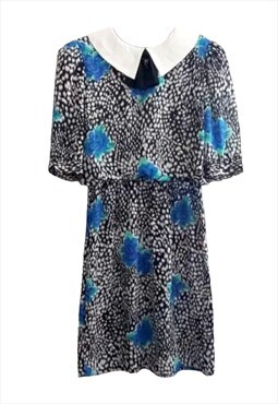 Vintage 1980s blue Floral dress