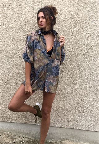 PATTERNED OVERSIZED RETRO VINTAGE UNISEX FESTIVAL SHIRT