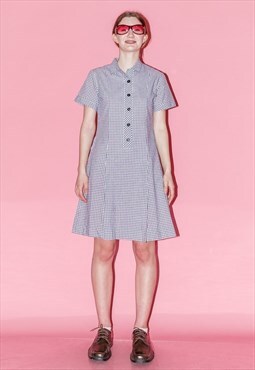 90's Vintage schoolgirl inspired checkered uniform dress