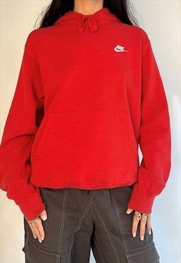 Vintage 00s Nike Red Embroidered Drawstring Hoodie