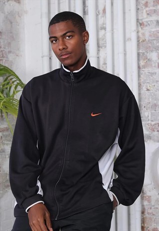 VINTAGE NIKE BACK LOGO TRACK JACKET BLACK WHITE YELLOW