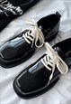 SQUARE TOE HIGH FASHION SHOES FAUX LEATHER BOOTS IN BLACK