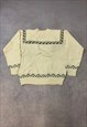 VINTAGE KNITTED JUMPER LLAMA PATTERNED GRANDAD SWEATER