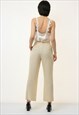 80S VINTAGE LINEN LINEN HIGH WAISTED STRAIGHT TROUSERS 2822