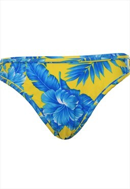 Vintage Floral Design Blue & Yellow Bikini Bottoms - M