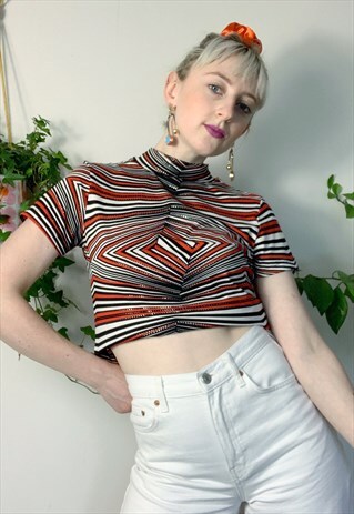 SASSY VINTAGE RED AND BLACK GEOMETRIC TOP