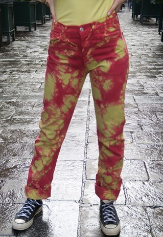 LEVI'S 501'S YELLOW & PINK TIE-DYE