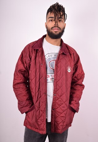 MASERATI MENS VINTAGE QUILTED JACKET MEDIUM RED 90'S