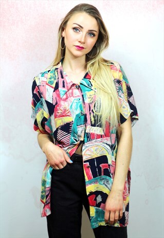1990S VINTAGE MULTICOLOURED PATTERN SHIRT