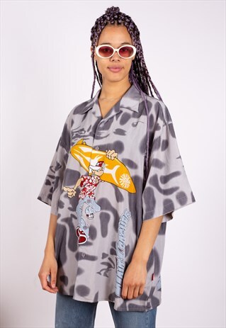 GREY Y2K ANIME FESTIVAL SHIRT.