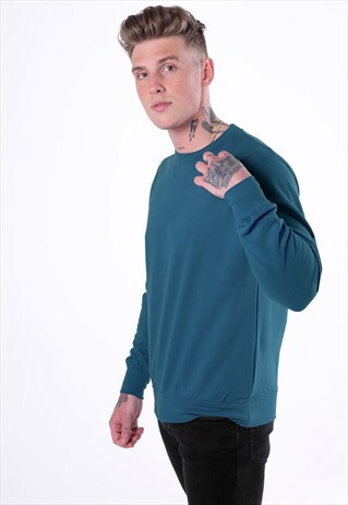 ESSENTIAL BLANK JUMPER PULLOVER SWEATER - JADE TEAL BLUE