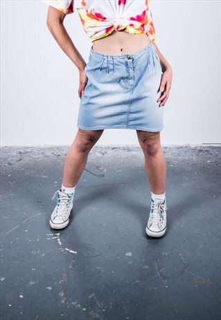 VINTAGE 1990S BLUE DENIM MINI SKIRT