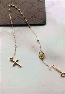 9ct Yellow Gold St Christopher 2mm Rosary Beads Bracelet