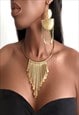 QALLIN Necklace & Earring African Gold Tribal Set