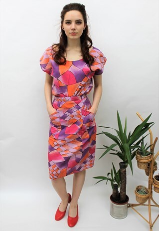 VINTAGE 1980S HANDMADE BRIGHT ABSTRACT PRINT COORDS