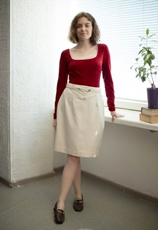 VINTAGE 80'S MIDI CREAM SKIRT