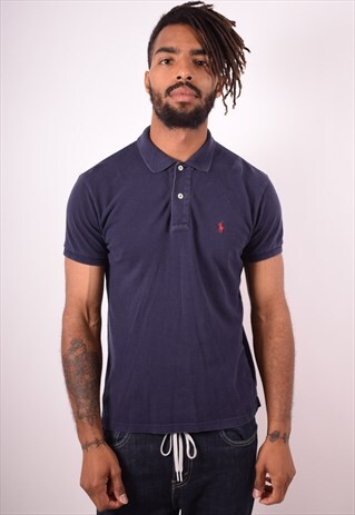 POLO RALPH LAUREN MENS VINTAGE POLO SHIRT SMALL NAVY 90S